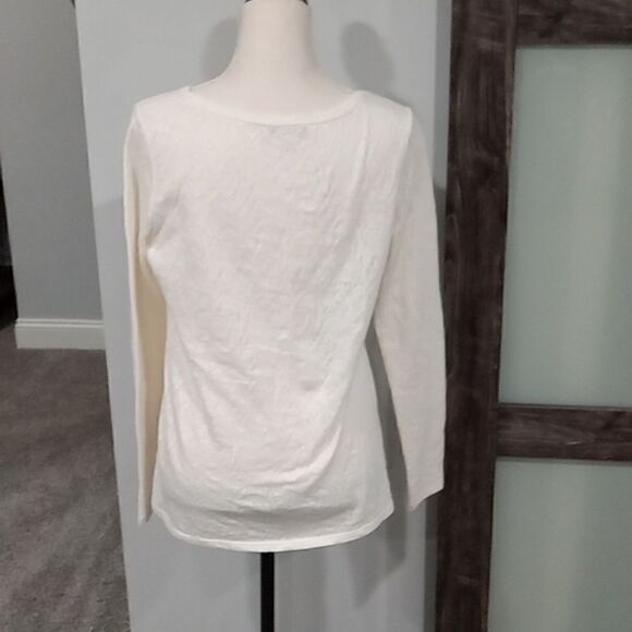 Loft long sleeve cream Paisley lace top. Size medium - Picture 3 of 3